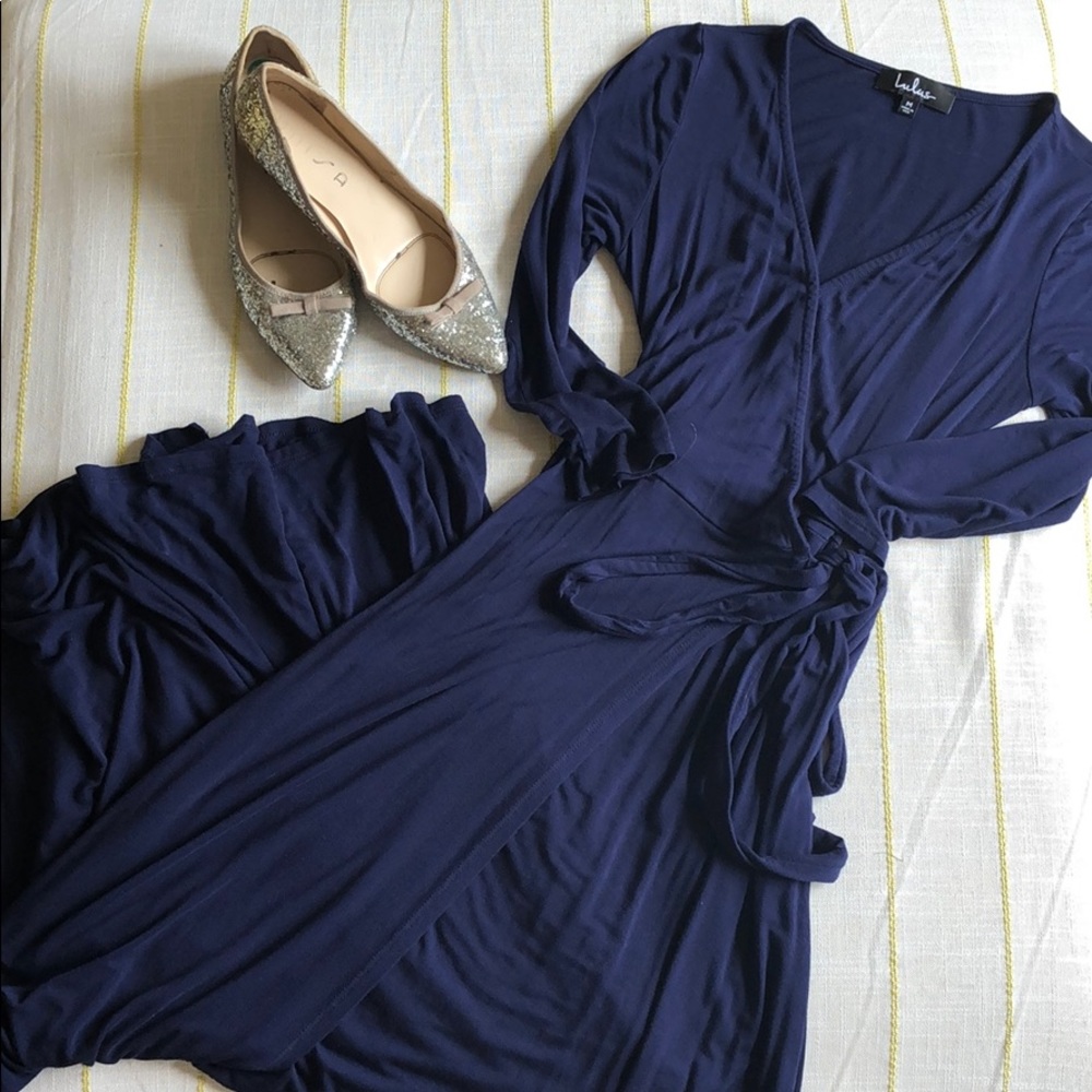 Lulus Wrap Dress - Navy Blue